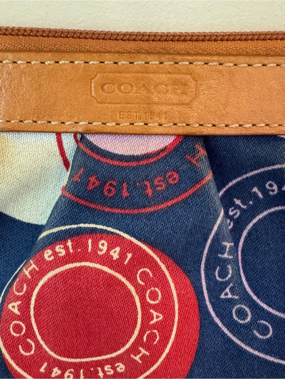 COACH Polka Dot Leah F14667 Red White And Blue Wristlet